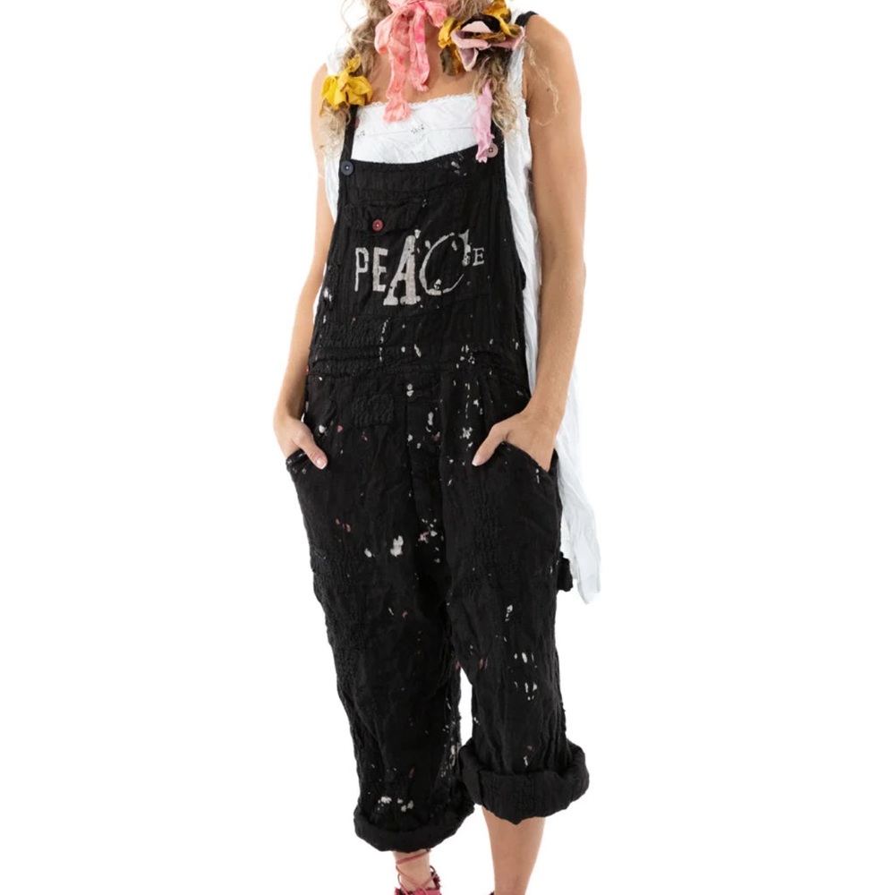 Magnolia Pearl Black Peace Women's Overalls - Picture 5 of 9